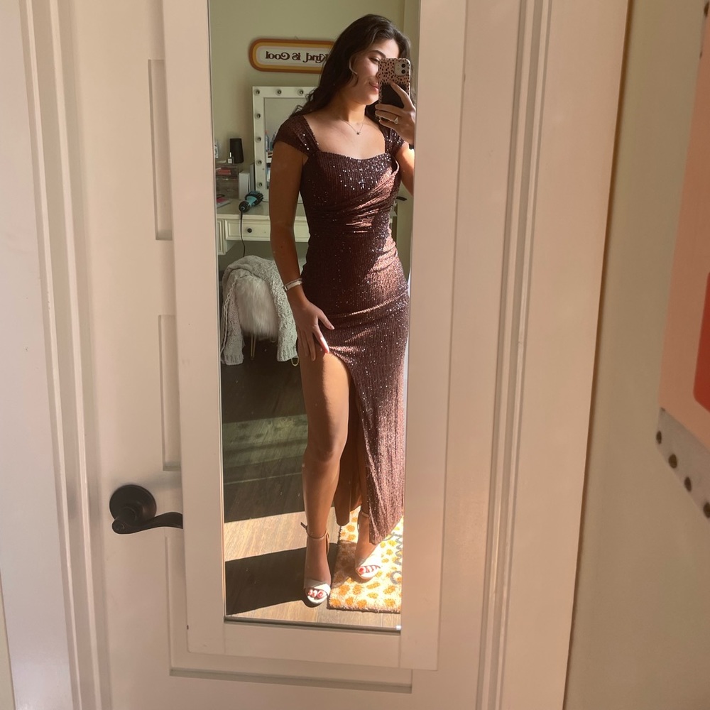 Brown Sequin Windsor Gown